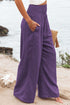 Smocked Wide Waistband High Waist Wide Leg Pants